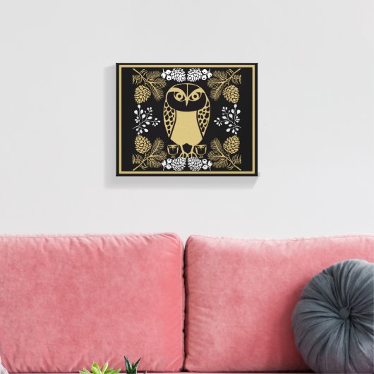 Nature Owl Folk Art Leinwanddruck (Insitu (Wohnzimmer))