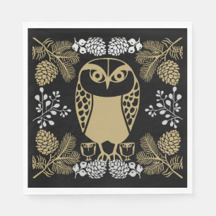 Nature Owl Folk Art Serviette