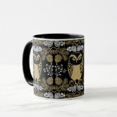 Nature Owl Folk Art Tasse (Vorderseite Links)