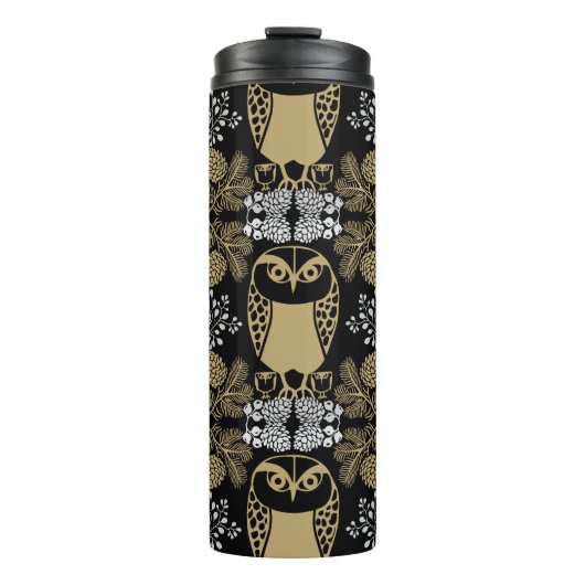 Nature Owl Folk Art Thermosbecher (Vorderseite)