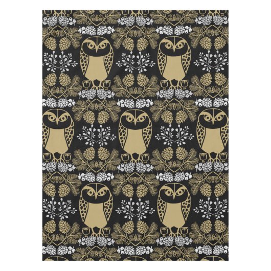 Nature Owl Folk Art Tischdecke (Vorderseite)