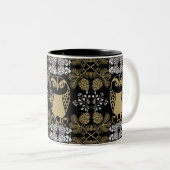 Nature Owl Folk Art Zweifarbige Tasse (VorderseiteRechts)