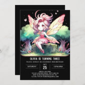 Nature Pastel Fairy Birthday Einladung (Vorne/Hinten)