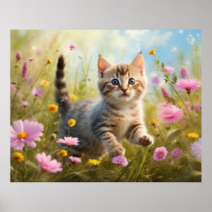 *~* Nature Pink Blume Kitty 5:4 Kätzchen AP68 Poster