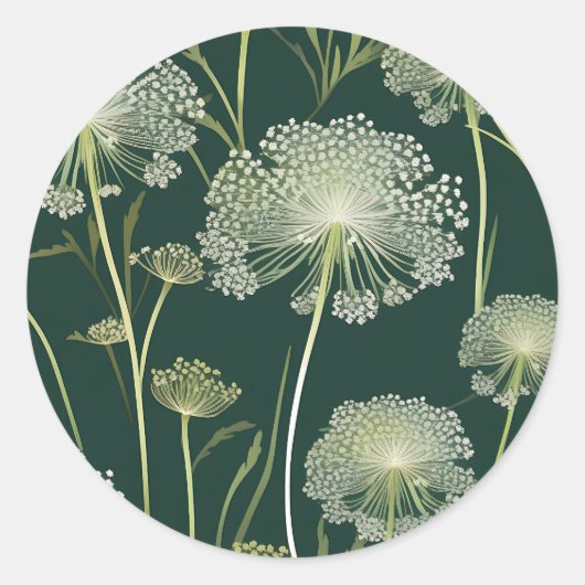 Nature Queen Anne's Lace Pattern Runder Aufkleber (Vorderseite)