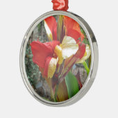 Nature Red Flower Floral Fotograf Ornament Aus Metall (Links)