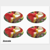 Nature Red Flower Floral Fotograf Ovaler Aufkleber (Blatt)