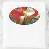 Nature Red Flower Floral Fotograf Ovaler Aufkleber (Tasche)