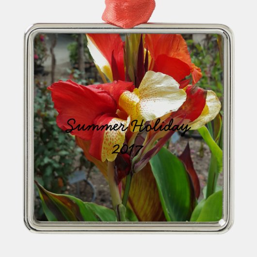 Nature Red Flower Floral Fotograf Silbernes Ornament (Vorne)