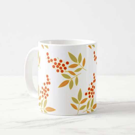 Nature Red White Berries Orange Blätter Blume Kaffeetasse (Vorderseite Links)