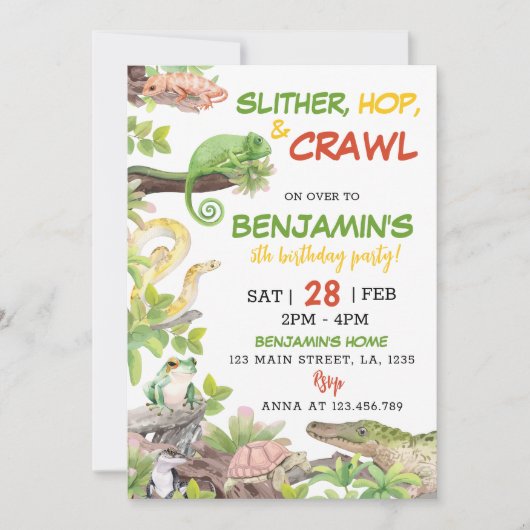 Nature Reptile Birthday Einladung (Vorderseite)