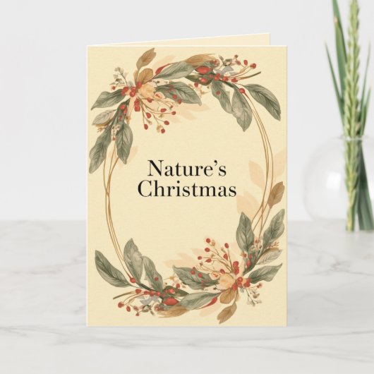Nature’s Christmas – Minimal Botanical Holiday Karte (Vorderseite)