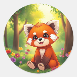 Nature’s Hug in a Cute Red Panda Runder Aufkleber