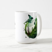 Nature’s Symphony Vibrant Green Landscape wth Bird Kaffeetasse (VorderseiteRechts)
