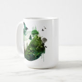Nature’s Symphony Vibrant Green Landscape wth Bird Kaffeetasse (Vorderseite Links)