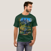 Nature Scene Mountains Waterfalls Trees Lake Pond T-Shirt (Vorne ganz)