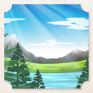 Nature Scenery Lake Pine Forest-45325 Untersetzer