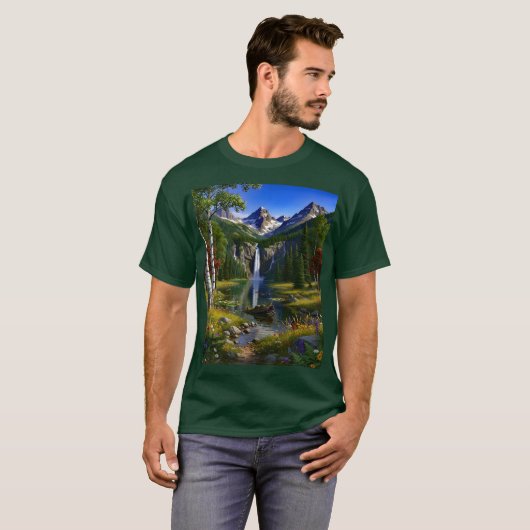 Nature Scenery Mountains Waterfalls Lake Pond T-Shirt (Vorne ganz)