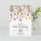 Nature Simple Wildblumen 40. Geburtstag Einladung (Stehend Vorderseite)