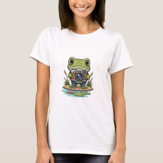 Nature Snapper: Adorable Photographer Frog T-Shirt (Vorderseite)