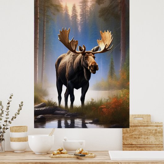 *~* Nature STREAM AP49 MOOSE Forest Poster (Küche)