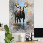 *~* Nature Stream AP49 MOOSE Künstlerisch Forest G Poster (Heimbüro)