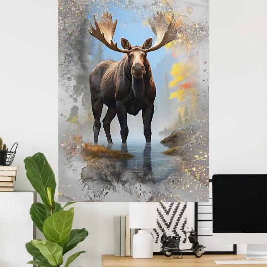 *~* Nature Stream AP49 MOOSE Künstlerisch Forest G Poster (Heimbüro)