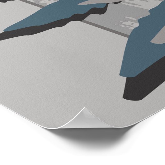 Nature Stylized Gray Fern Blätter Poster (Ecke)