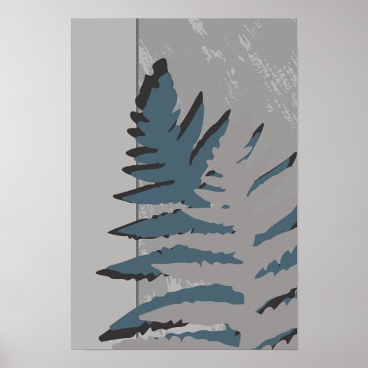 Nature Stylized Gray Fern Blätter Poster (Vorne)
