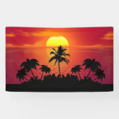 Nature Sunset Palm Trees Illustration Banner (Horizontal)