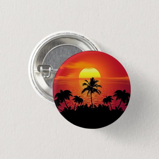 Nature Sunset Palm Trees Illustration Button (Vorne & Hinten)