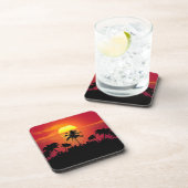 Nature Sunset Palm Trees Illustration Getränkeuntersetzer (Rechte Seite)