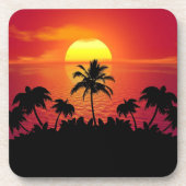 Nature Sunset Palm Trees Illustration Getränkeuntersetzer (Vorderseite)