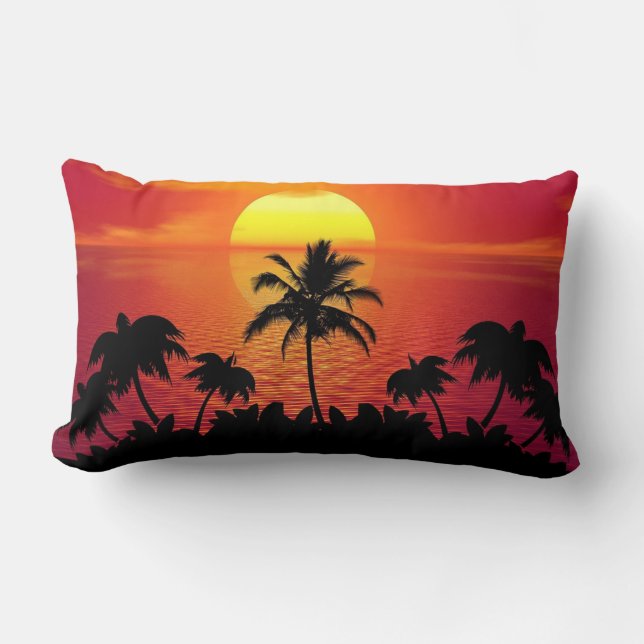 Nature Sunset Palm Trees illustration Lendenkissen (Vorderseite)