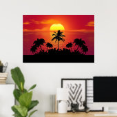 Nature Sunset Palm Trees Illustration Poster (Heimbüro)