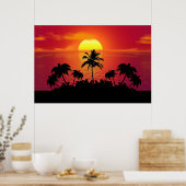 Nature Sunset Palm Trees Illustration Poster (Küche)