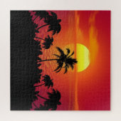 Nature Sunset Palm Trees Illustration Puzzle (Horizontal)