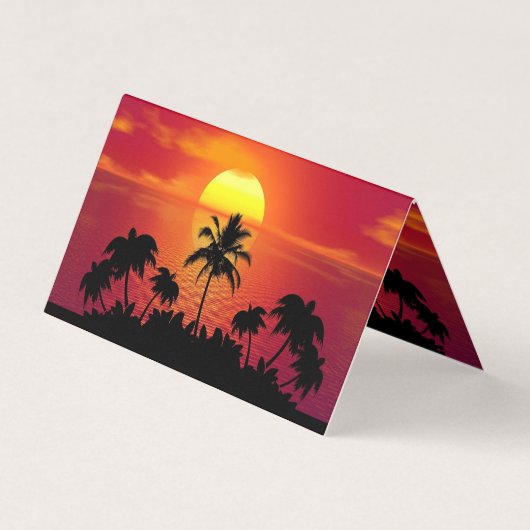Nature Sunset Palm Trees Illustration Visitenkarten (Vorderseite)