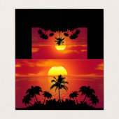 Nature Sunset Palm Trees illustration Visitenkarten (Außenseite Aufgefaltet)