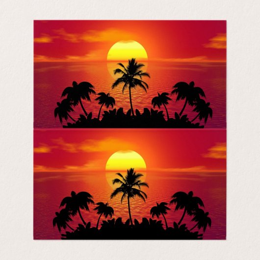 Nature Sunset Palm Trees illustration Visitenkarten (Innenseite Aufgefaltet)