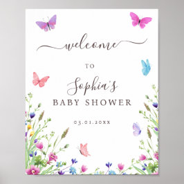 Nature Themed Butterflies Babydusche Willkommen Poster