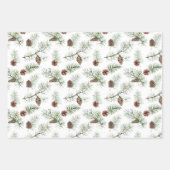 Nature Themed Christmas Greenery Red Bird Pine Geschenkpapier Set (Vorderseite)