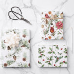 Nature Themed Christmas Greenery Red Bird Pine Geschenkpapier Set<br><div class="desc">Dieses naturbelassene Set umfasst Kiefernzapfen,  Kiefernäste,  Rote Vögel,  Poinsettias,  Zimtsticks,  scharfen Apfelwein,  Heilige Beeren und Blätter.</div>