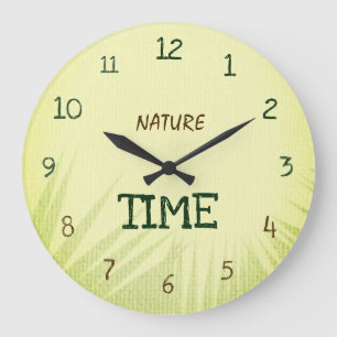 Nature Time Botanisches Hellgrün Große Wanduhr