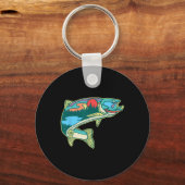 Nature Trout Illustration Vintage Fly Fishing Retr Schlüsselanhänger (Vorderseite)