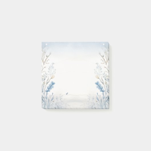 Nature Watercolor Blue Post-It Notes Pad Klebezettel (Vorderseite)