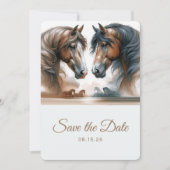 Nature Wedding Brown Save the Date Pferde (Vorderseite)