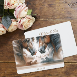 Nature Wedding Brown Save the Date Pferde