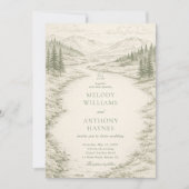 Nature Wedding with Pine Trees Mountain Landscape Einladung (Vorderseite)