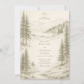 Nature Wedding with Pine Trees Mountain Landscape Einladung (Vorderseite)